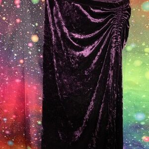 Purple Ruched Maxi Pencil Skirt